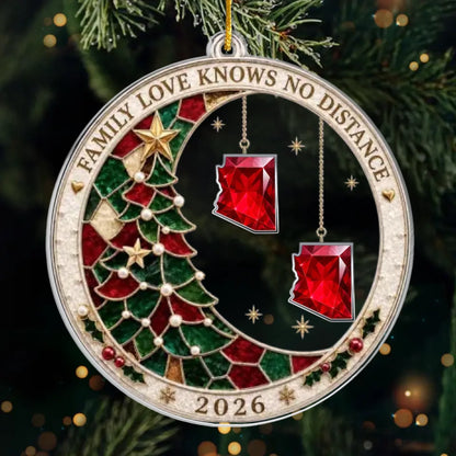 Custom Long Distance Acrylic Ornament - Personalized Christmas Birthday Gifts For Mom, Dad, Brother, Sister - Connected By Love