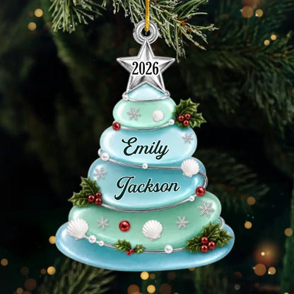 Custom Sea Glass Acrylic Ornament - Personalized Christmas Birthday Gifts For Mom, Dad, Brother, Sister - Salty Air Loving Family Together