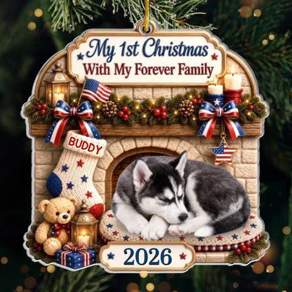 Custom Photo First Christmas Acrylic Ornament - Personalized Christmas Birthday Gifts For Dog Cat Lovers, Dog Dad And Mom, Cat Owners - Our Pup’s First Noel