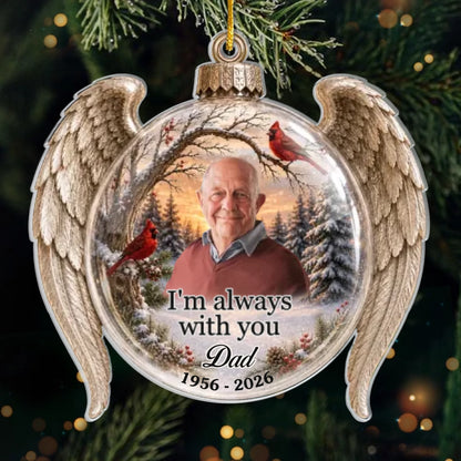 Custom Photo Acrylic Ornament - Personalized Christmas Memorial Sympathy Gifts For Loss Of Mom, Dad - United By Love