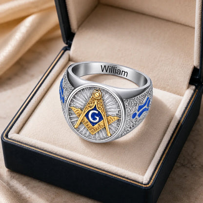 Custom Freemason Symbol Ring - Personalized Masonic Gifts For Him - A Sign Of What You Stand For